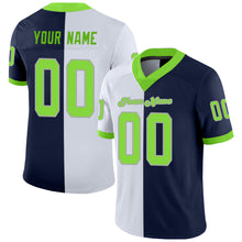 Load image into Gallery viewer, Custom Navy Neon Green-White Split Fashion Football Jersey