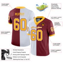 Load image into Gallery viewer, Custom Burgundy Gold-White Split Fashion Football Jersey