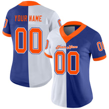 Load image into Gallery viewer, Custom Royal Orange-White Split Fashion Football Jersey