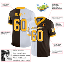 Load image into Gallery viewer, Custom Brown Gold-White Split Fashion Football Jersey