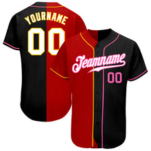 Load image into Gallery viewer, Custom Black White-Red Authentic Split Fashion Baseball Jersey