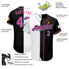 Load image into Gallery viewer, Custom Black Pink-White Authentic Split Fashion Baseball Jersey