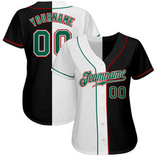 Load image into Gallery viewer, Custom Black Kelly Green-White Authentic Split Fashion Baseball Jersey