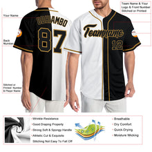 Load image into Gallery viewer, Custom White Black-Old Gold Authentic Split Fashion Baseball Jersey