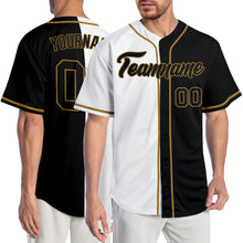 Load image into Gallery viewer, Custom White Black-Old Gold Authentic Split Fashion Baseball Jersey