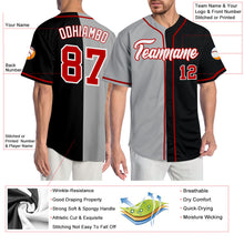 Load image into Gallery viewer, Custom Black Red-Gray Authentic Split Fashion Baseball Jersey