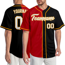 Load image into Gallery viewer, Custom Black White-Red Authentic Split Fashion Baseball Jersey