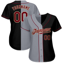 Load image into Gallery viewer, Custom Black Crimson-Gray Authentic Split Fashion Baseball Jersey