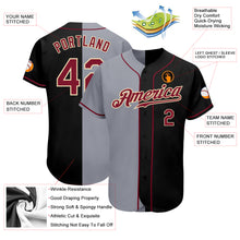 Load image into Gallery viewer, Custom Black Crimson-Gray Authentic Split Fashion Baseball Jersey