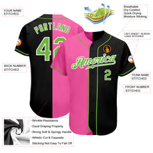 Load image into Gallery viewer, Custom Black Neon Green-Pink Authentic Split Fashion Baseball Jersey