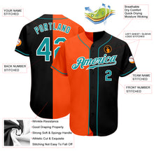 Load image into Gallery viewer, Custom Black Teal-Orange Authentic Split Fashion Baseball Jersey