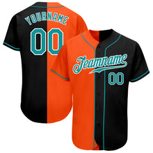 Load image into Gallery viewer, Custom Black Teal-Orange Authentic Split Fashion Baseball Jersey