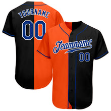 Load image into Gallery viewer, Custom Black Royal-Orange Authentic Split Fashion Baseball Jersey