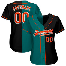 Load image into Gallery viewer, Custom Black Orange-Teal Authentic Split Fashion Baseball Jersey