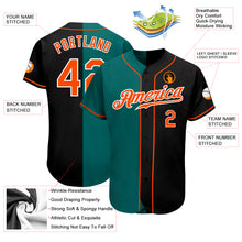 Load image into Gallery viewer, Custom Black Orange-Teal Authentic Split Fashion Baseball Jersey