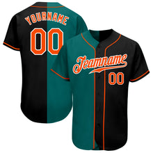 Load image into Gallery viewer, Custom Black Orange-Teal Authentic Split Fashion Baseball Jersey
