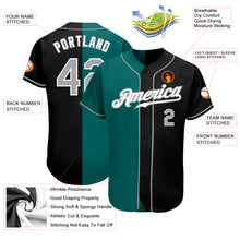 Load image into Gallery viewer, Custom Black Gray-Teal Authentic Split Fashion Baseball Jersey