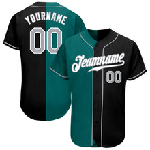 Load image into Gallery viewer, Custom Black Gray-Teal Authentic Split Fashion Baseball Jersey