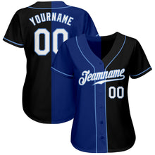 Load image into Gallery viewer, Custom Black White-Royal Authentic Split Fashion Baseball Jersey