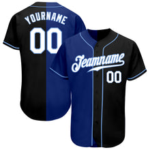 Load image into Gallery viewer, Custom Black White-Royal Authentic Split Fashion Baseball Jersey