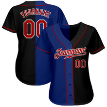 Load image into Gallery viewer, Custom Black Red-Royal Authentic Split Fashion Baseball Jersey