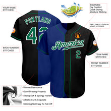 Load image into Gallery viewer, Custom Black Kelly Green-Royal Authentic Split Fashion Baseball Jersey