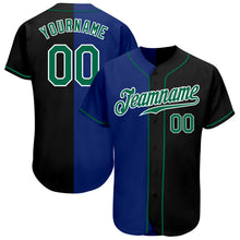 Load image into Gallery viewer, Custom Black Kelly Green-Royal Authentic Split Fashion Baseball Jersey