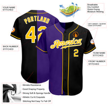 Load image into Gallery viewer, Custom Black Gold-Purple Authentic Split Fashion Baseball Jersey