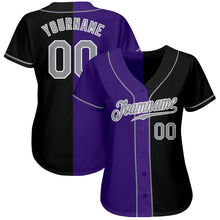 Load image into Gallery viewer, Custom Black Gray-Purple Authentic Split Fashion Baseball Jersey