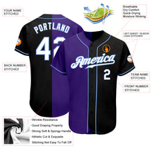 Load image into Gallery viewer, Custom Black White-Purple Authentic Split Fashion Baseball Jersey