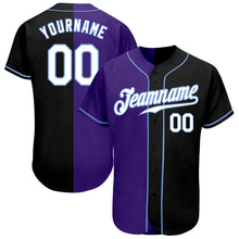 Load image into Gallery viewer, Custom Black White-Purple Authentic Split Fashion Baseball Jersey