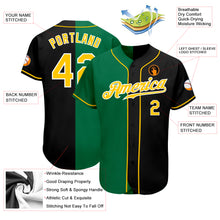 Load image into Gallery viewer, Custom Black Gold-Kelly Green Authentic Split Fashion Baseball Jersey