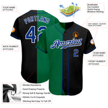 Load image into Gallery viewer, Custom Black Royal-Kelly Green Authentic Split Fashion Baseball Jersey