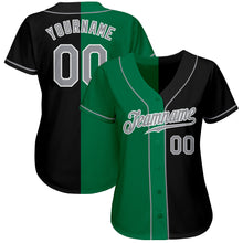 Load image into Gallery viewer, Custom Black Gray-Kelly Green Authentic Split Fashion Baseball Jersey
