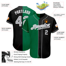 Load image into Gallery viewer, Custom Black Gray-Kelly Green Authentic Split Fashion Baseball Jersey