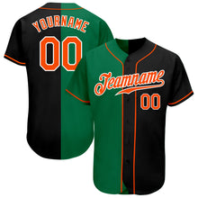 Load image into Gallery viewer, Custom Black Orange-Kelly Green Authentic Split Fashion Baseball Jersey