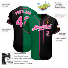 Load image into Gallery viewer, Custom Black Pink-Kelly Green Authentic Split Fashion Baseball Jersey