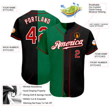 Load image into Gallery viewer, Custom Black Red-Kelly Green Authentic Split Fashion Baseball Jersey