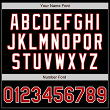 Load image into Gallery viewer, Custom Black Red-Powder Blue Authentic Split Fashion Baseball Jersey