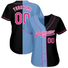 Load image into Gallery viewer, Custom Black Pink-Light Blue Authentic Split Fashion Baseball Jersey