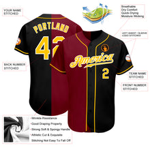 Load image into Gallery viewer, Custom Black Gold-Crimson Authentic Split Fashion Baseball Jersey