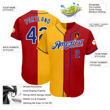 Load image into Gallery viewer, Custom Red Royal-Yellow Authentic Split Fashion Baseball Jersey