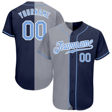 Load image into Gallery viewer, Custom Navy Light Blue-Gray Authentic Split Fashion Baseball Jersey