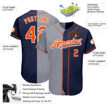 Load image into Gallery viewer, Custom Navy Orange-Gray Authentic Split Fashion Baseball Jersey