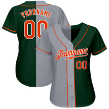 Load image into Gallery viewer, Custom Green Orange-Gray Authentic Split Fashion Baseball Jersey