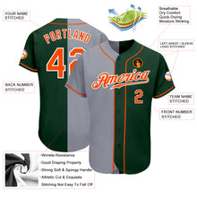 Load image into Gallery viewer, Custom Green Orange-Gray Authentic Split Fashion Baseball Jersey