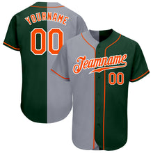 Load image into Gallery viewer, Custom Green Orange-Gray Authentic Split Fashion Baseball Jersey