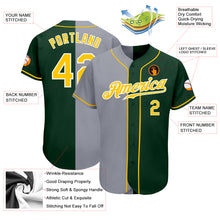 Load image into Gallery viewer, Custom Green Gold-Gray Authentic Split Fashion Baseball Jersey