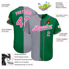 Load image into Gallery viewer, Custom Kelly Green Pink-Gray Authentic Split Fashion Baseball Jersey