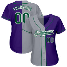 Load image into Gallery viewer, Custom Purple Kelly Green-Gray Authentic Split Fashion Baseball Jersey